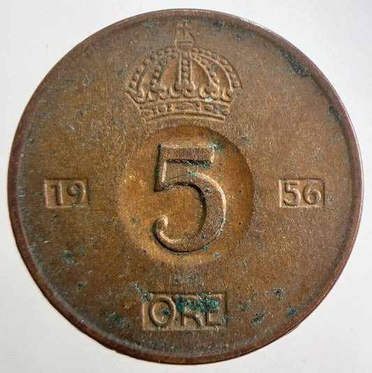 1956 Sweden 5 Ore Coin | Very High Grade | a4887