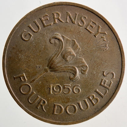 1956 Guernsey 4 Doubles Coin | Very High Grade