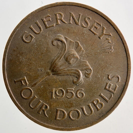 1956 Guernsey 4 Doubles Coin | Very High Grade