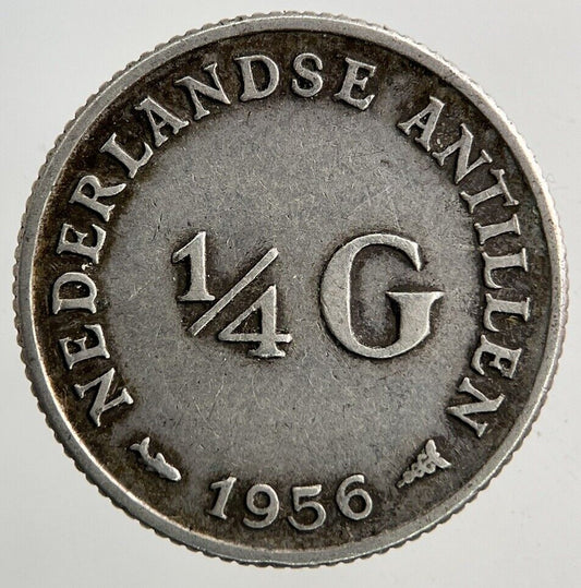 1956 Netherlands 1/4 Quarter Gulden Silver Coin | Fine Collectable Grade