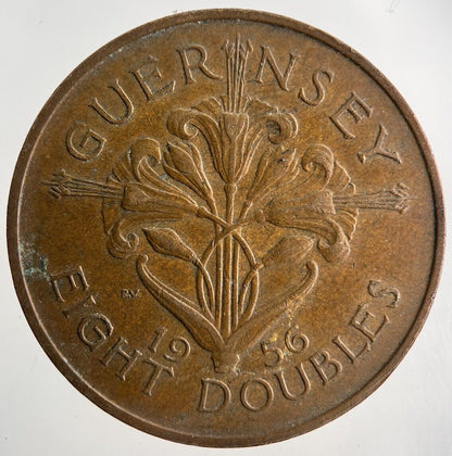 1956 Guernsey 8 Doubles Coin | Fine Collectable Grade