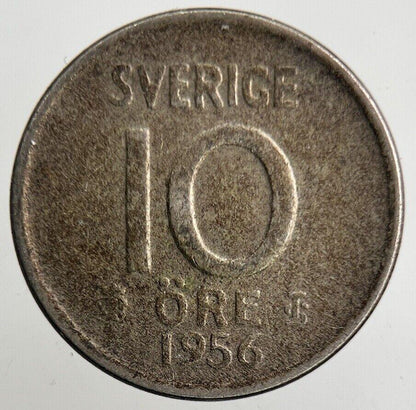 1956 Sweden 10 Ore Silver Coin | Fine Collectable Grade