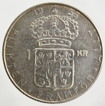 1956 Sweden 1 Krona Silver Coin | Fine Collectable Grade