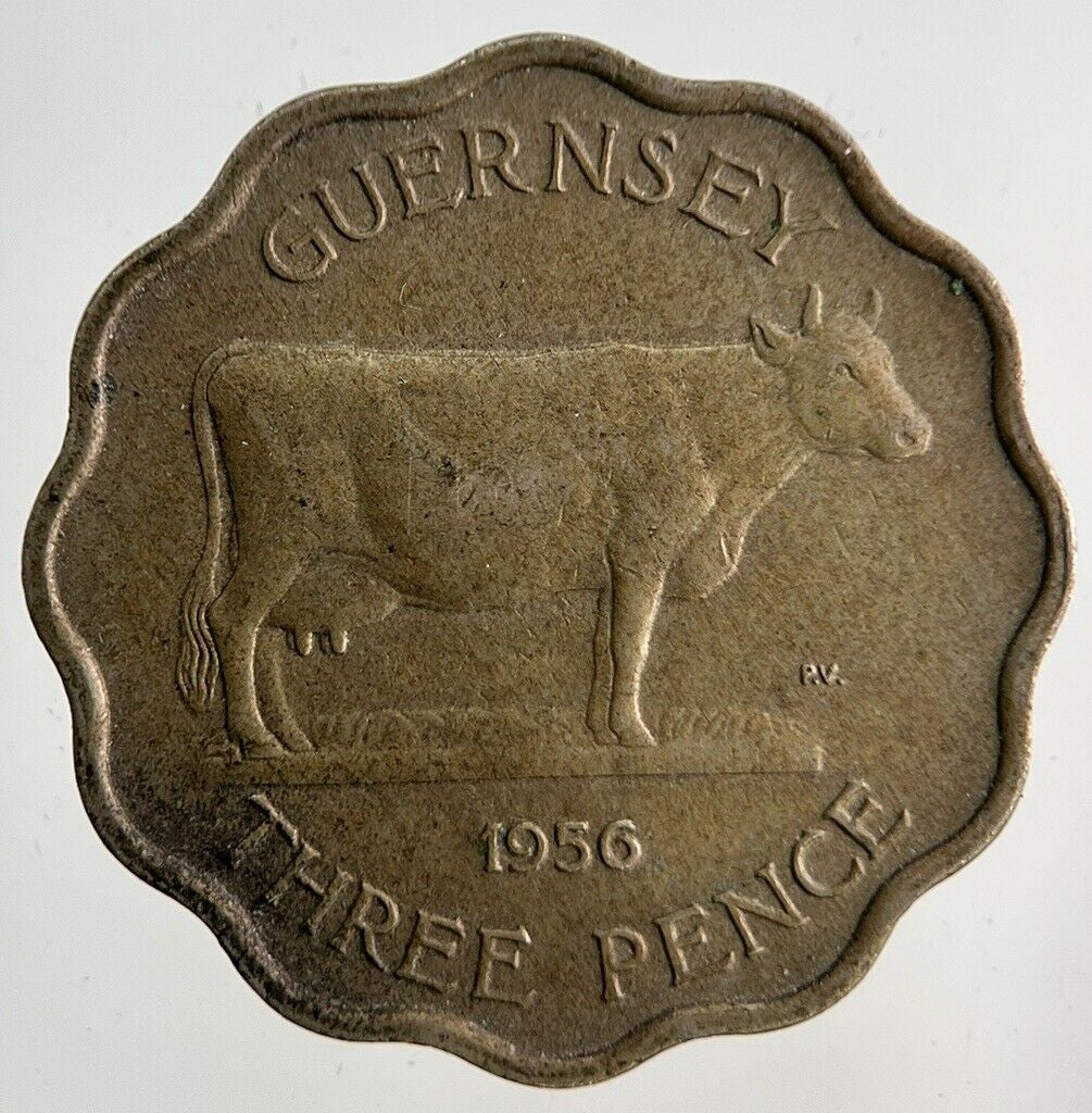 1956 Guernsey 3p Three-Pence Coin | Fine Collectable Grade