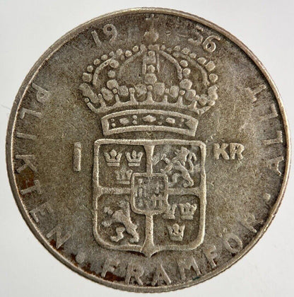 1956 Sweden 1 Krona Silver Coin | Fine Collectable Grade