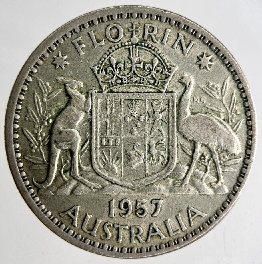 1957 Australia Florin Silver Coin | Fine Collectable Grade