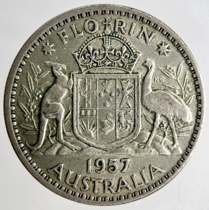 1957 Australia Florin Silver Coin | Fine Collectable Grade