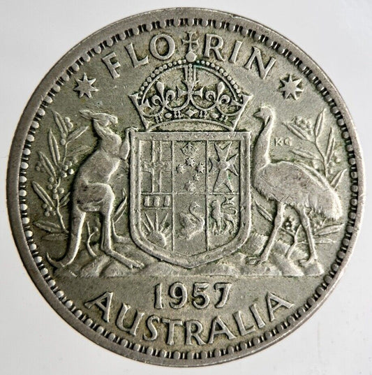 1957 Australia Florin Silver Coin | Fine Collectable Grade