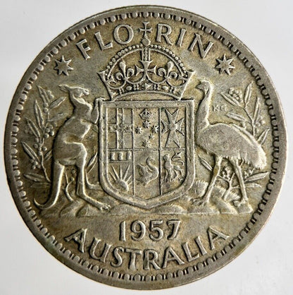 1957 Australia Florin Silver Coin | Fine Collectable Grade