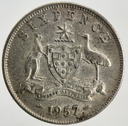 1957 Australia Sixpence Silver Coin | Fine Collectable Grade