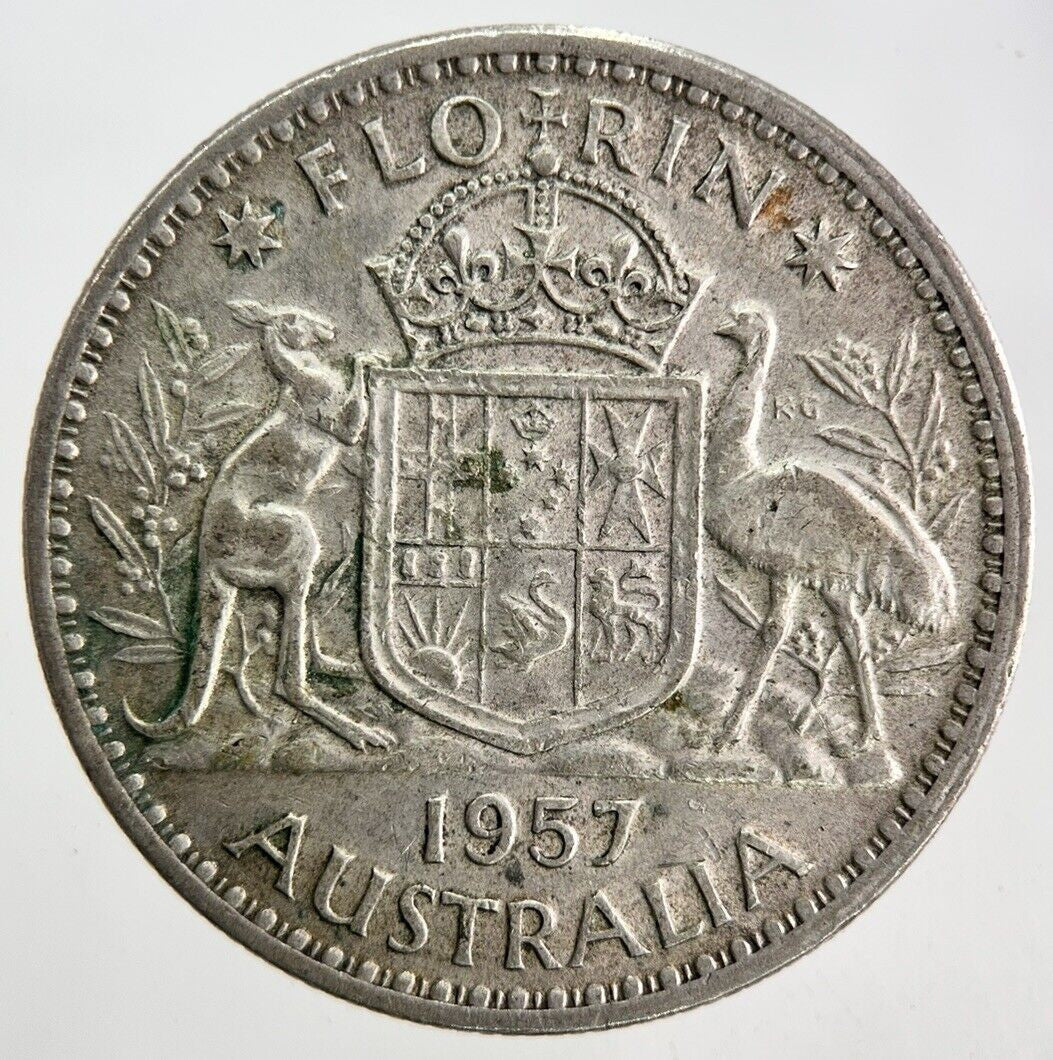 1957 Australia Florin Silver Coin | Very High Grade