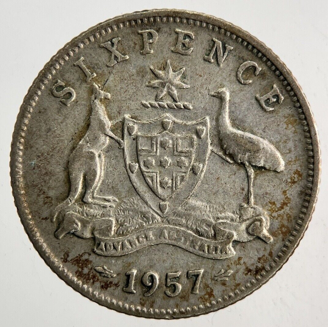 1957 Australia Sixpence Silver Coin | Fine Collectable Grade