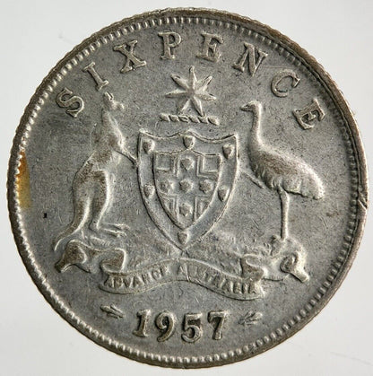 1957 Australia Sixpence Silver Coin | Fine Collectable Grade