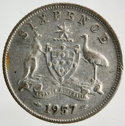 1957 Australia Sixpence Silver Coin | Fine Collectable Grade