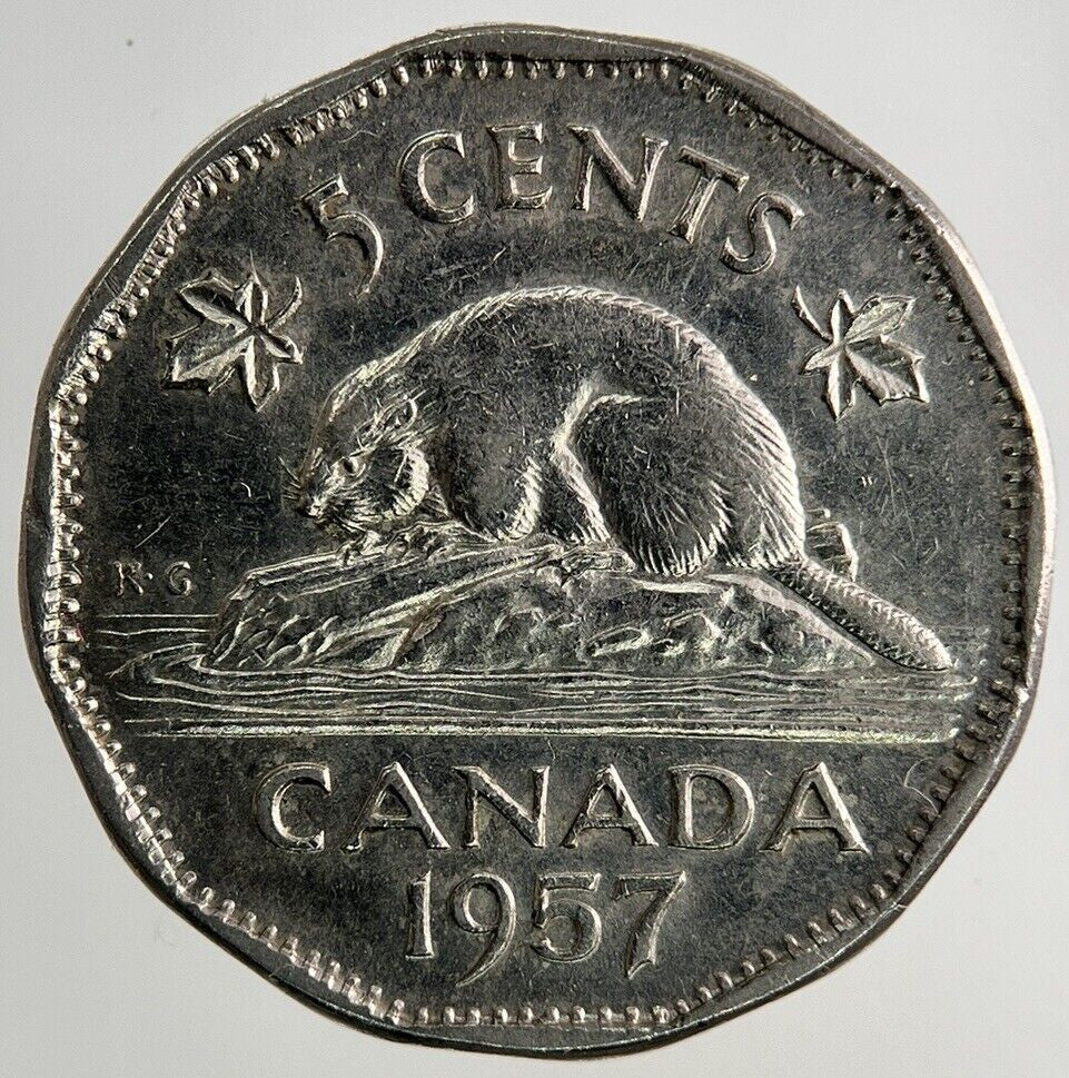 1957 Canada 5 Cents Coin | Fine Collectable Grade