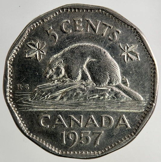 1957 Canada 5 Cents Coin | Fine Collectable Grade