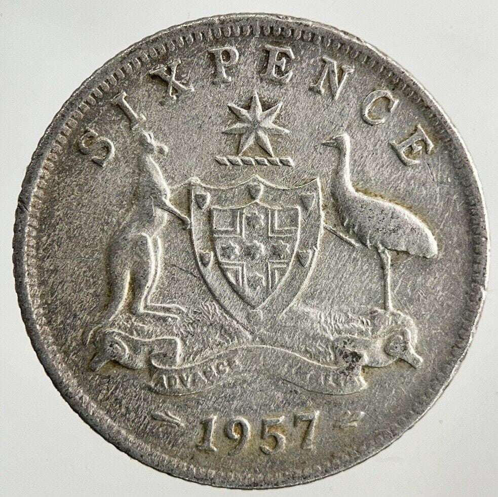 1957 Australia Sixpence Silver Coin | Fine Collectable Grade