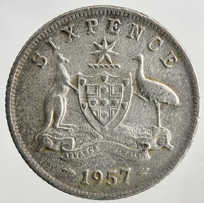1957 Australia Sixpence Silver Coin | Fine Collectable Grade