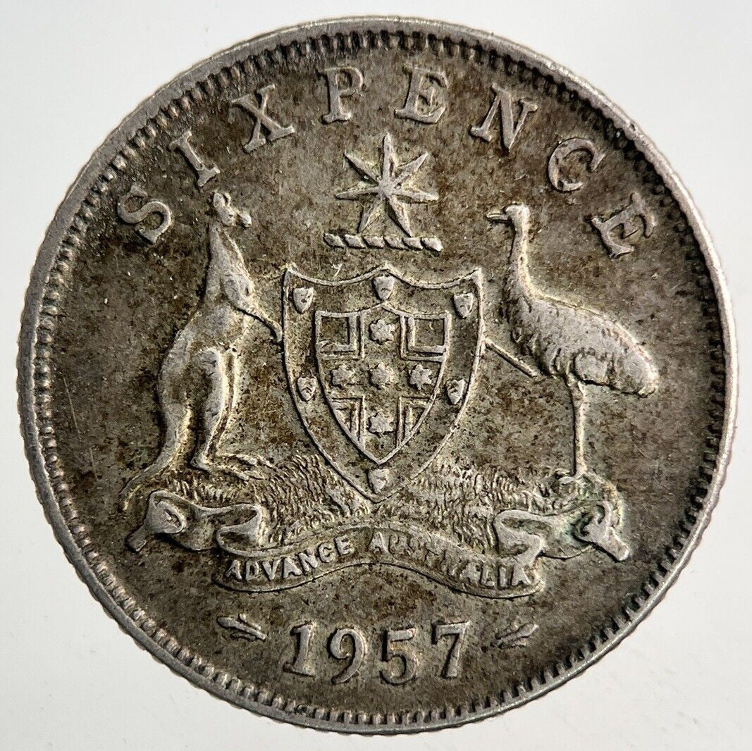 1957 Australia Sixpence Silver Coin | Fine Collectable Grade