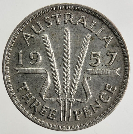 1957 Australia Silver Threepence Coin | Fine Collectable Grade