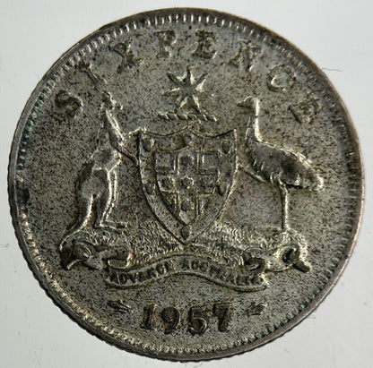 1957 Australia Sixpence Silver Coin | Fine Collectable Grade