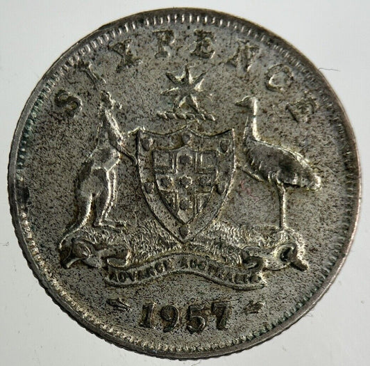 1957 Australia Sixpence Silver Coin | Fine Collectable Grade