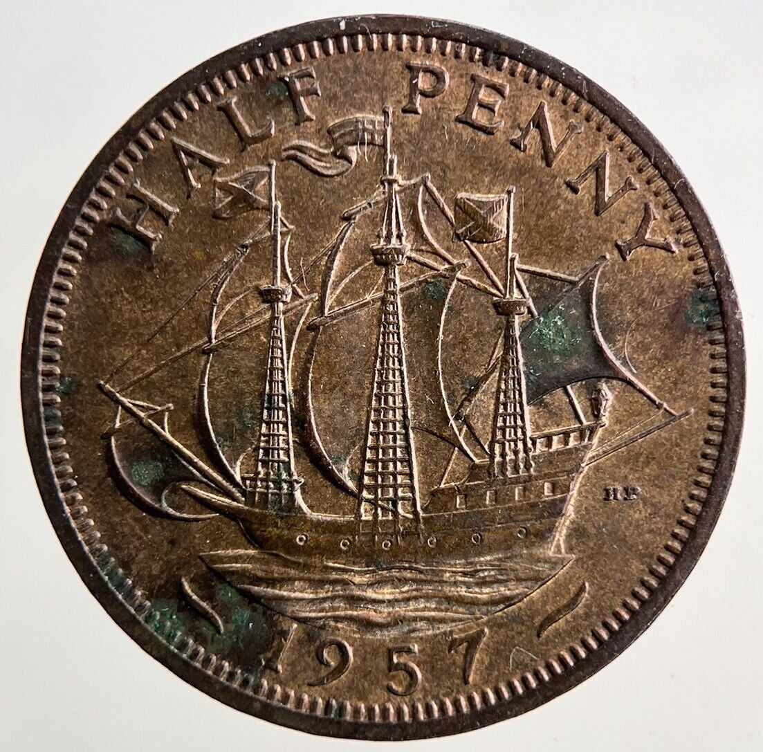 1957 Elizabeth II 2nd Half-Penny Coin | Very Fine Grade