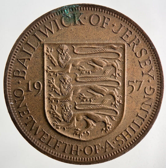 1957 Jersey One Twelfth Of A Shilling 1/12th Coin | Fine Collectable Grade