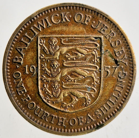 1957 Jersey 1/4 One Fourth Of A Shilling Coin | Fine Collectable Grade