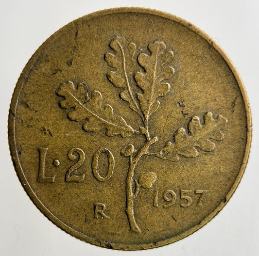 1957 Italy 20 Lira Coin | Fine Collectable Grade