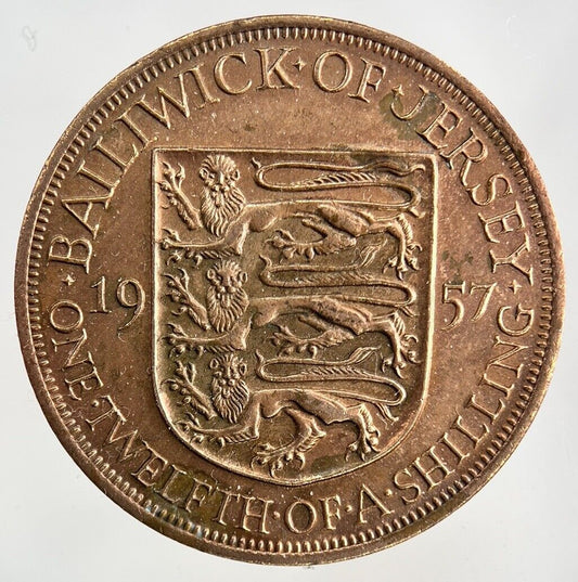 1957 Jersey 1/12 One Twelfth Of A Shilling Coin | Fine Collectable Grade