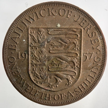 1957 Jersey 1/12 One Twelfth Of A Shilling Coin | Fine Collectable Grade