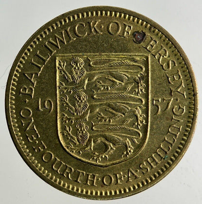 1957 Jersey 1/4 One Fourth Of A Shilling Coin | Fine Collectable Grade