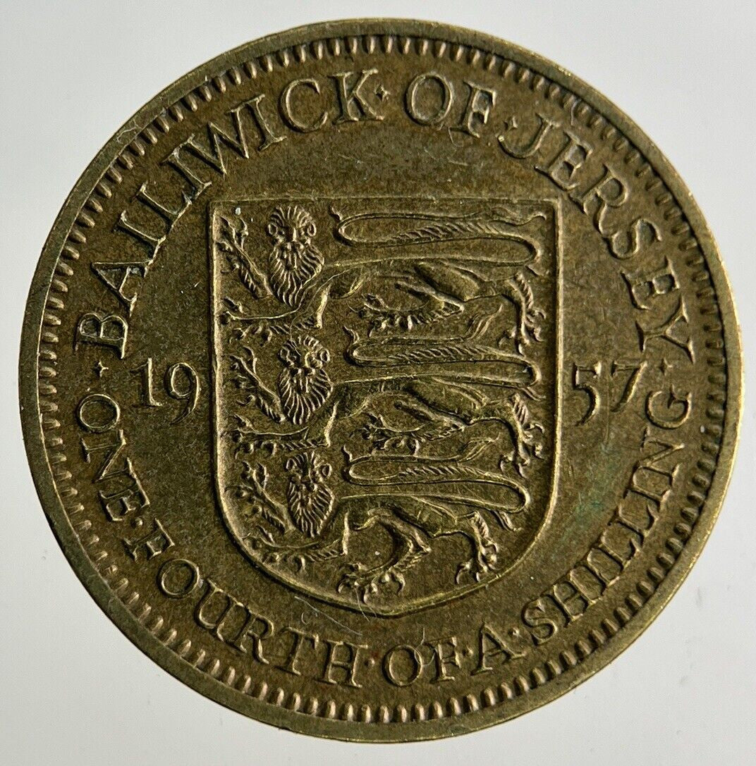 1957 Jersey 1/4 One Fourth Of A Shilling Coin | Fine Collectable Grade