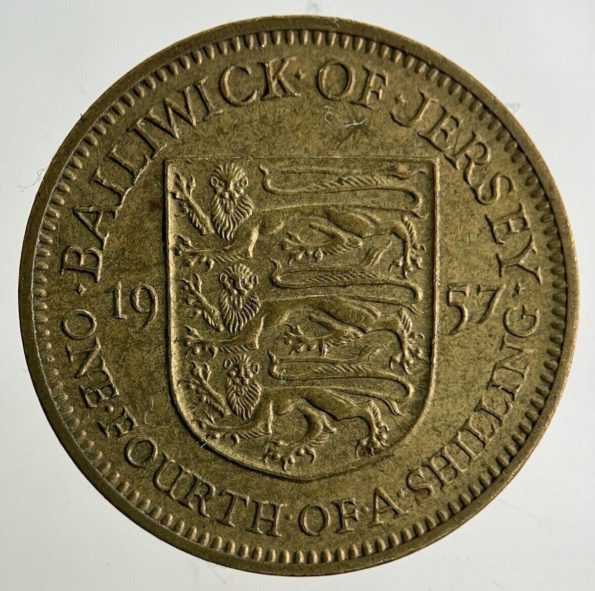 1957 Jersey 1/4 One Fourth Of A Shilling Coin | Fine Collectable Grade