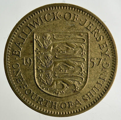 1957 Jersey 1/4 One Fourth Of A Shilling Coin | Fine Collectable Grade