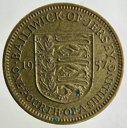 1957 Jersey 1/4 One Fourth Of A Shilling Coin | Fine Collectable Grade