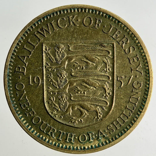 1957 Jersey 1/4 One Fourth Of A Shilling Coin | Fine Collectable Grade