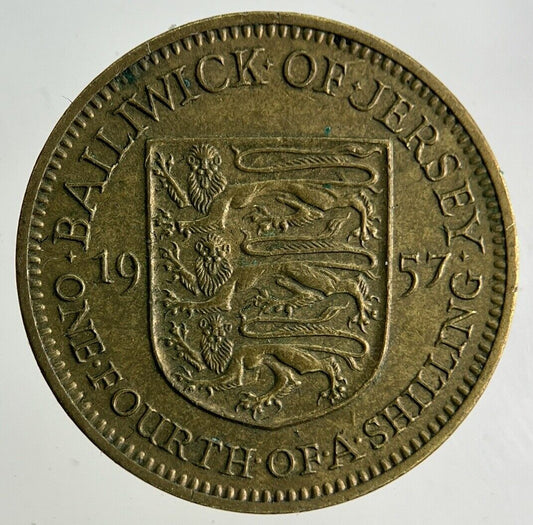 1957 Jersey 1/4 One Fourth Of A Shilling Coin | Fine Collectable Grade