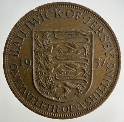 1957 Jersey 1/12 One Twelfth Of A Shilling Coin | Fine Collectable Grade