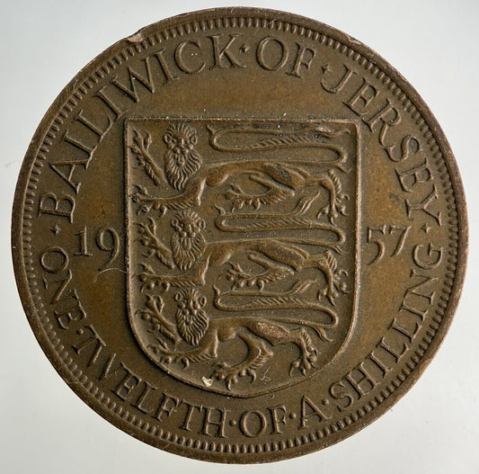 1957 Jersey 1/12 One Twelfth Of A Shilling Coin | Fine Collectable Grade