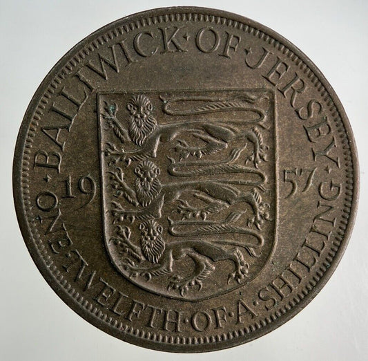 1957 Jersey 1/12 One Twelfth Of A Shilling Coin | Fine Collectable Grade