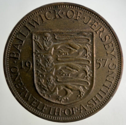 1957 Jersey 1/12 One Twelfth Of A Shilling Coin | Fine Collectable Grade