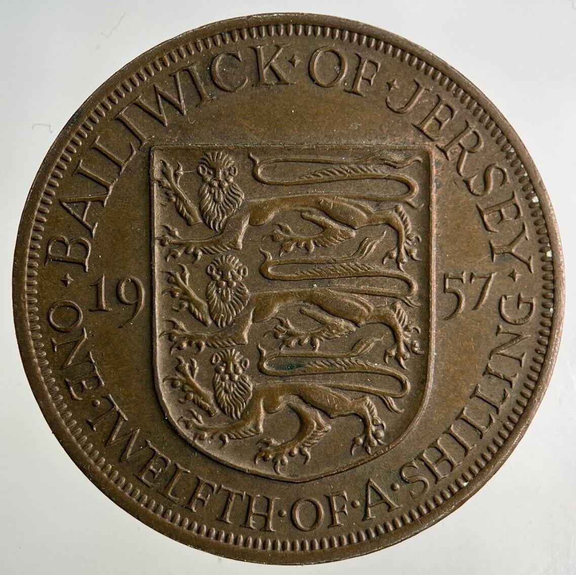 1957 Jersey 1/12 One Twelfth Of A Shilling Coin | Fine Collectable Grade
