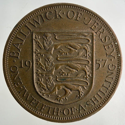 1957 Jersey 1/12 One Twelfth Of A Shilling Coin | Fine Collectable Grade