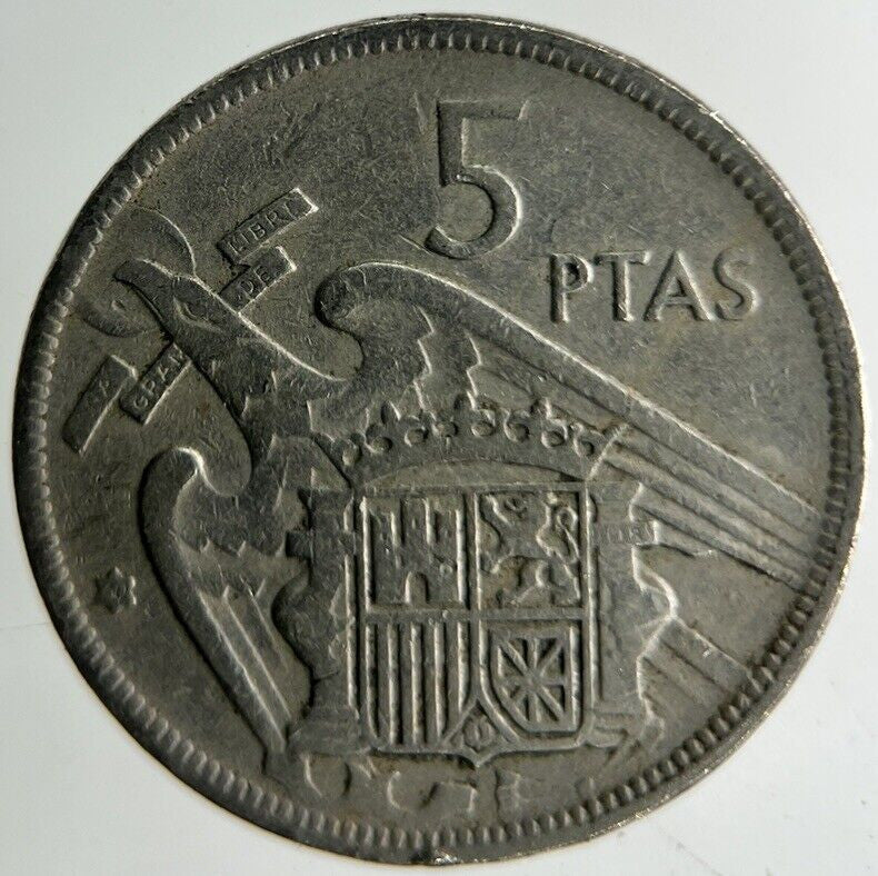 1957 Spain 5 Pesetas Coin | Fine Collectable Grade