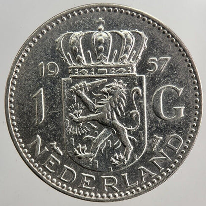 1957 Netherlands 1 Gulden Silver Coin | Very High Grade | a5910