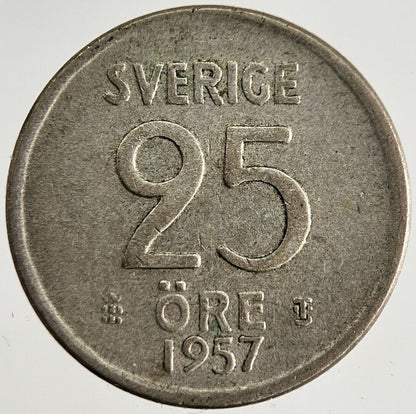 1957 Sweden 25 Ore Silver Coin | Collectable Grade | a8767