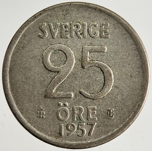 1957 Sweden 25 Ore Silver Coin | Collectable Grade | a8767