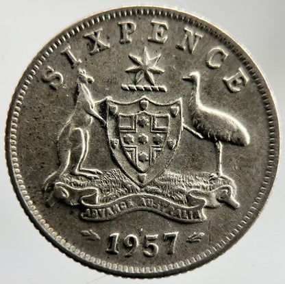 1957 Sixpence Australia Silver Coin | Fine Collectable Grade | a1616